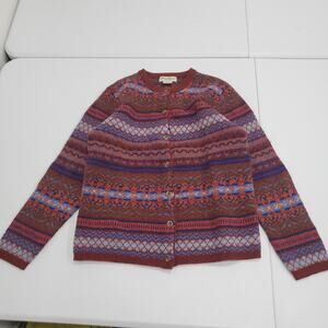 Vintage Eddie Bauer Cardigan Sweater Womens Petite XS Multicolor Fair Isle